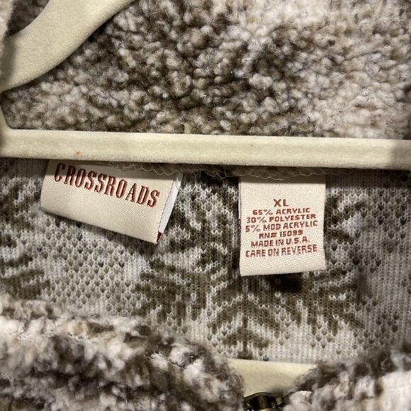 Crossroads Women's Multicolor Snowflake 1/4 Zip Pullover Sherpa Sweatshirt USA - Picture 6 of 8